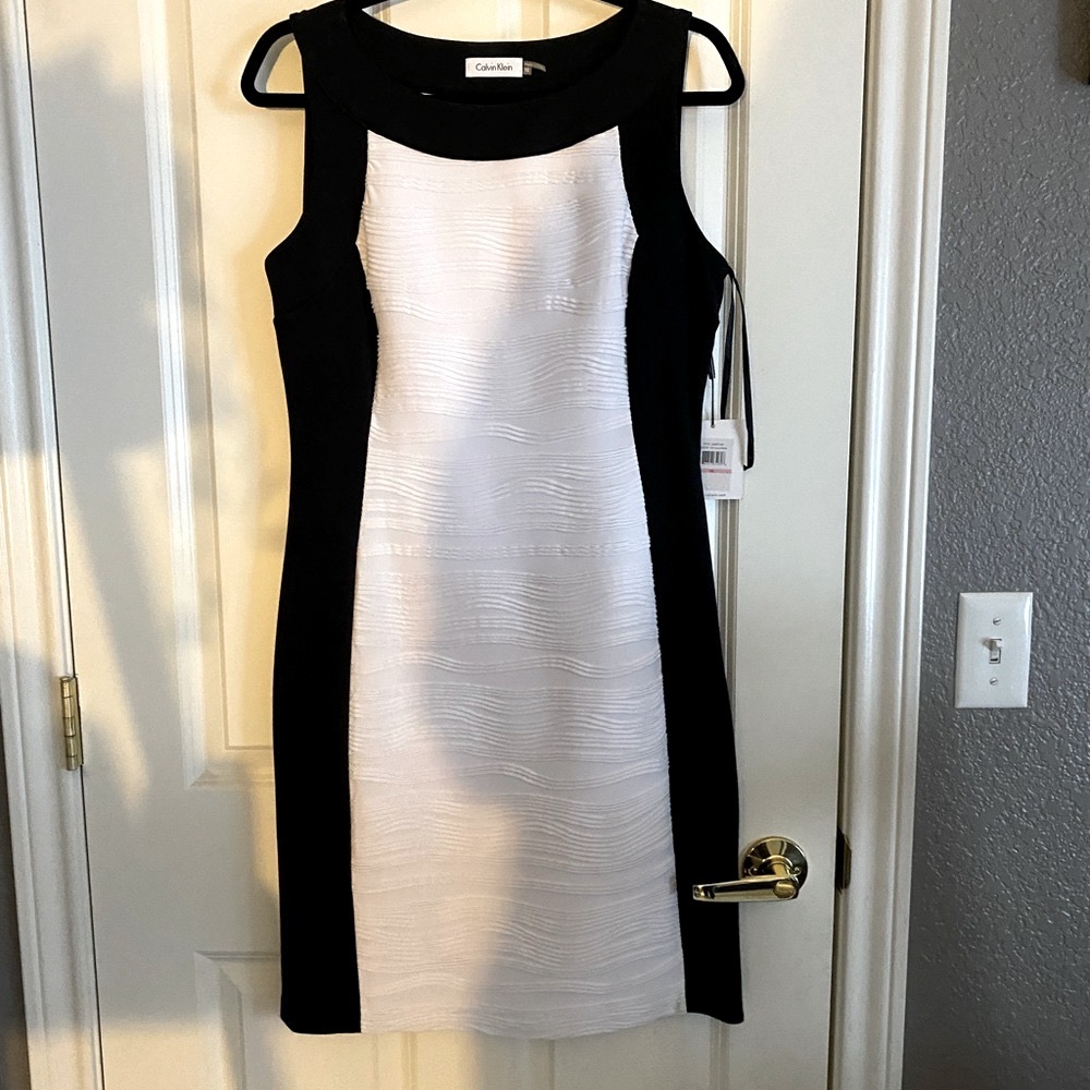 NWT Calvin Klein Color Block Ruching Dress